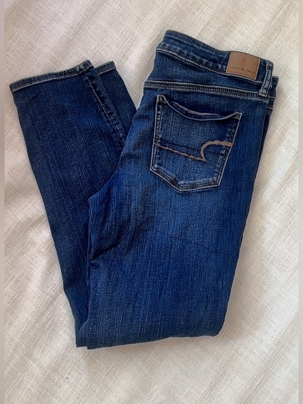 American Eagle Outfitters Women's Dark Blue High-Rise Skinny Jeans - Picture 2 of 9